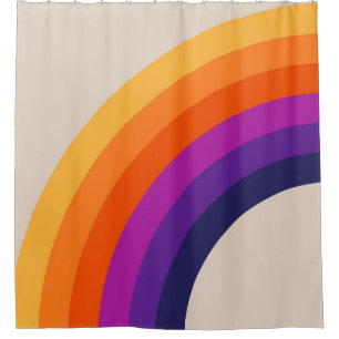 Colourful retro style rainbow art shower curtain