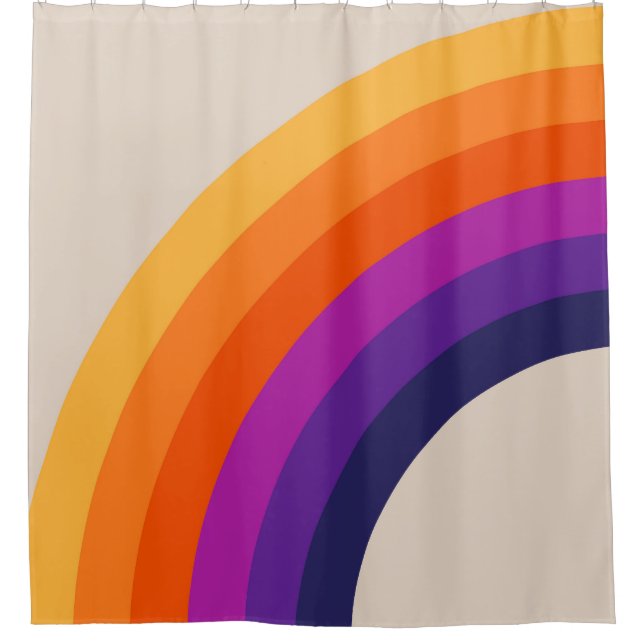 Colourful retro style rainbow art shower curtain (Front)