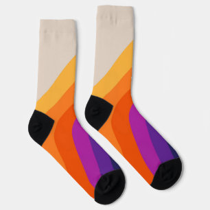 Colourful retro style rainbow art socks