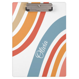 Colourful retro style rainbow design clipboard