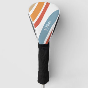 Colourful retro style rainbow design golf head cover