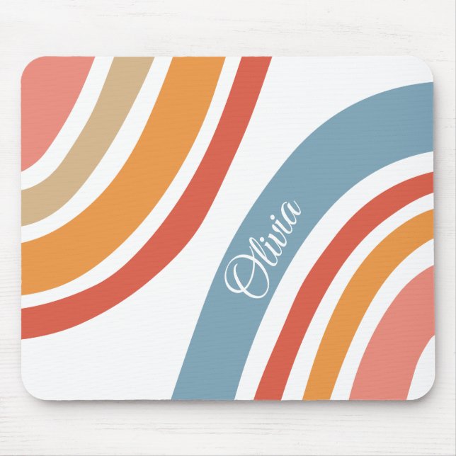 Colourful retro style rainbow design mouse pad (Front)