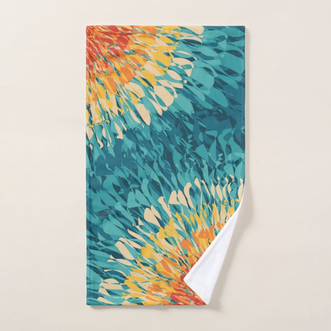 Colourful retro style solar flare  bath towel set (Hand Towel)