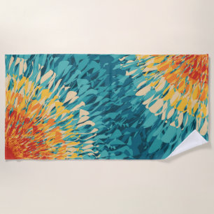 Colourful retro style solar flare beach towel
