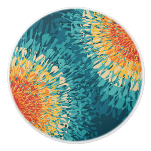 Colourful retro style solar flare ceramic knob