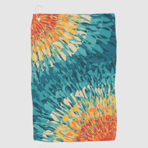 Colourful retro style solar flare golf towel