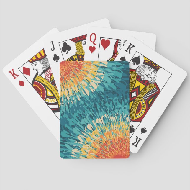Colourful retro style solar flare  playing cards (Back)
