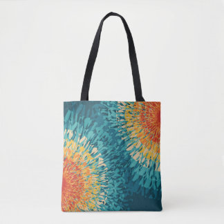 Colourful retro style solar flare tote bag