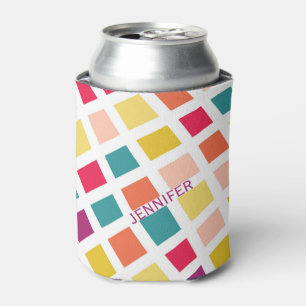 Colourful retro style squares design can cooler