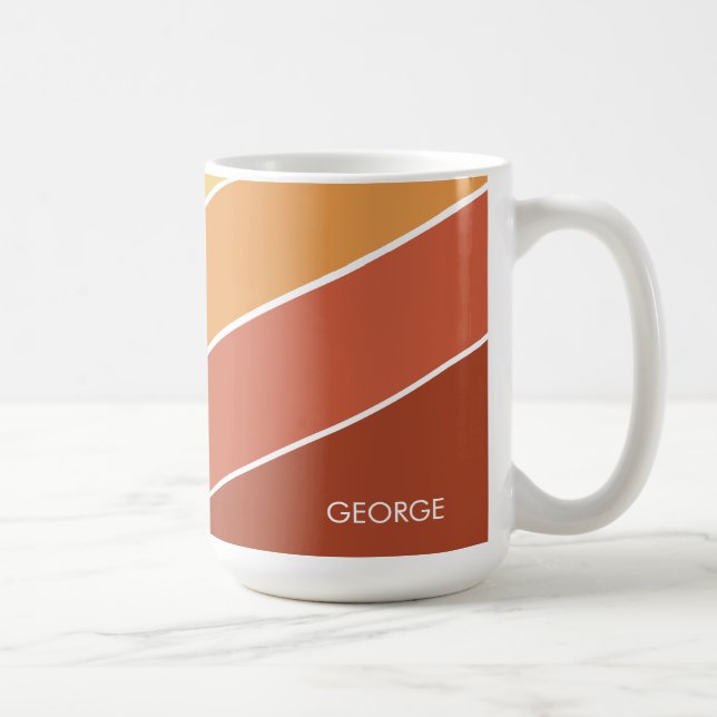 colourful retro style stripes name coffee mug (Right)