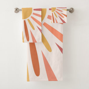 Colourful retro style sunshine design bath towel set