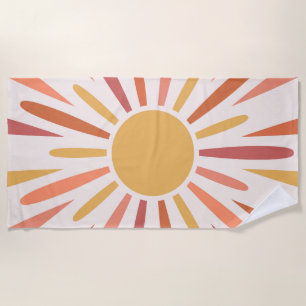 Colourful retro style sunshine design beach towel