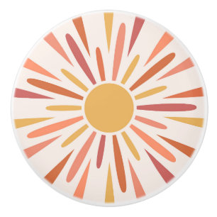 Colourful retro style sunshine design ceramic knob