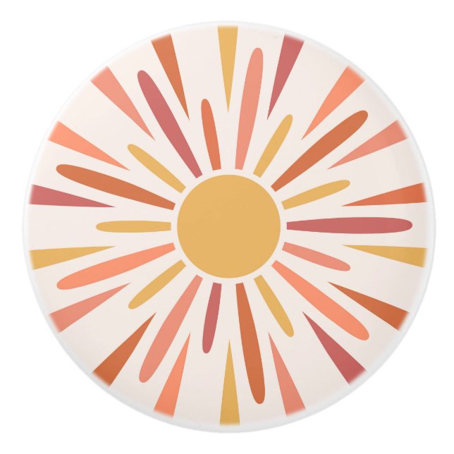 Colourful retro style sunshine design ceramic knob (Front)
