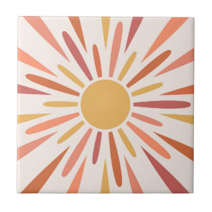 Colourful retro style sunshine design ceramic tile