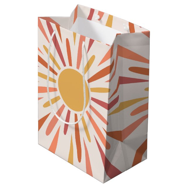 Colourful retro style sunshine design medium gift bag (Back Angled)