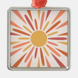 Colourful retro style sunshine design metal ornament