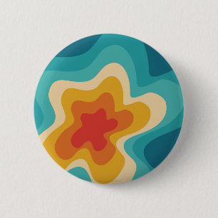 Colourful retro style swirl design  6 cm round badge