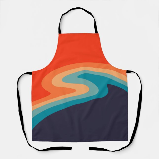 Colourful retro style swirl design apron (Front)