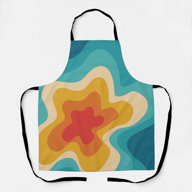 Colourful retro style swirl design apron (Front)