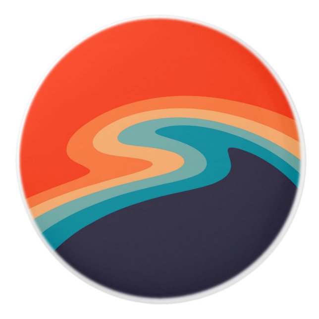 Colourful retro style swirl design ceramic knob (Front)