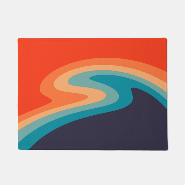 Colourful retro style swirl design doormat (Front)
