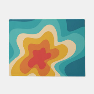 Colourful retro style swirl design doormat