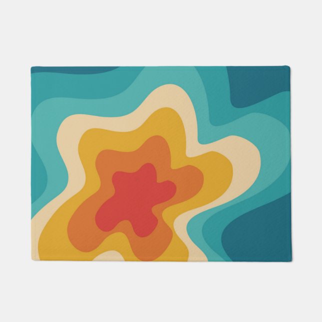 Colourful retro style swirl design doormat (Front)