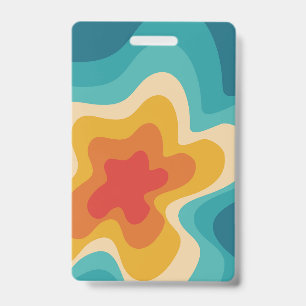 Colourful retro style swirl design ID badge