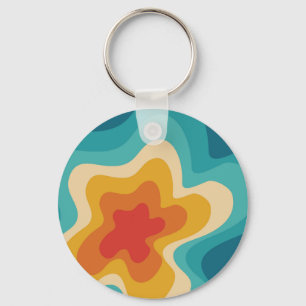 Colourful retro style swirl design  key ring