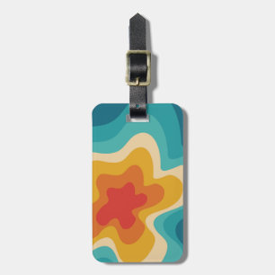 Colourful retro style swirl design luggage tag