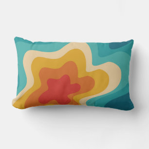 Colourful retro style swirl design lumbar cushion