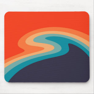 Colourful retro style swirl design mouse pad