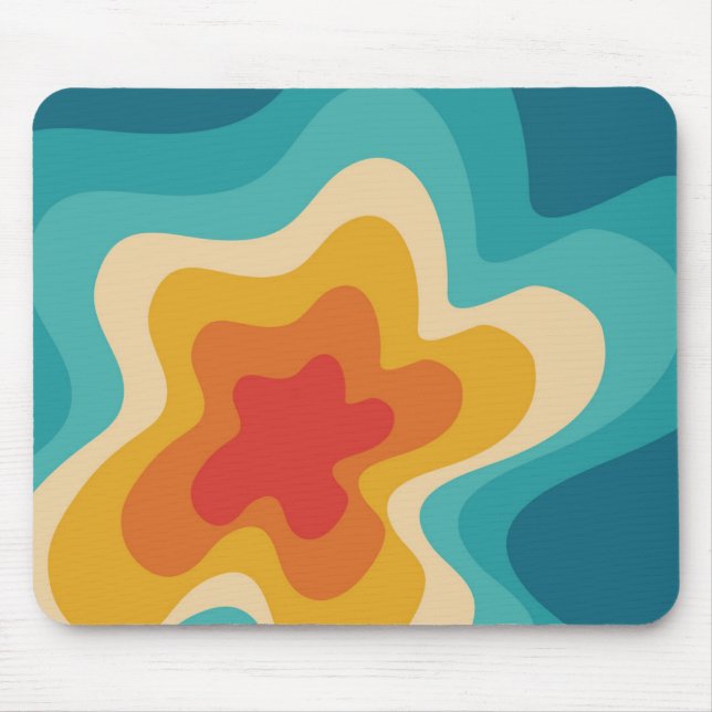 Colourful retro style swirl design mouse pad (Front)