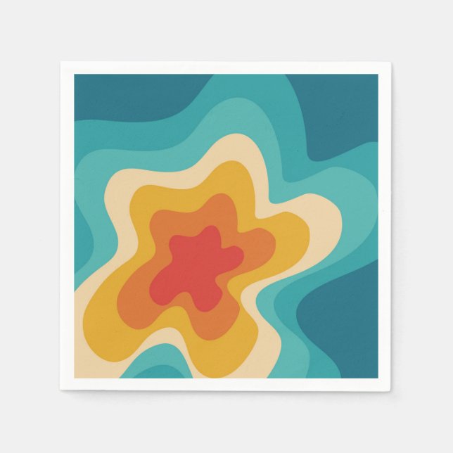 Colourful retro style swirl design napkin (Front)