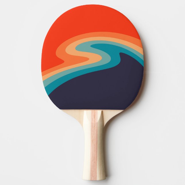 Colourful retro style swirl design ping pong paddle (Front)