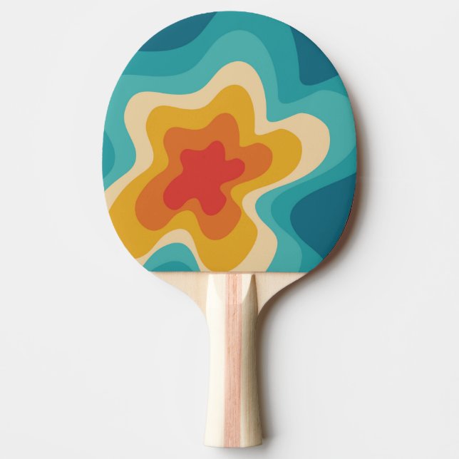 Colourful retro style swirl design ping pong paddle (Front)