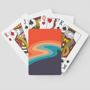 Colourful retro style swirl design playing cards