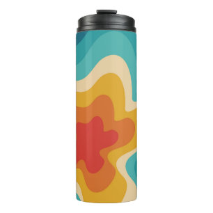 Colourful retro style swirl design thermal tumbler