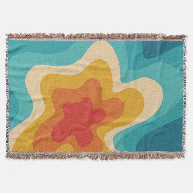 Colourful retro style swirl design  throw blanket (Front)