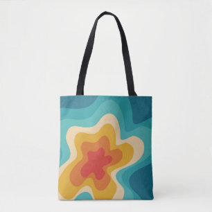 Colourful retro style swirl design tote bag