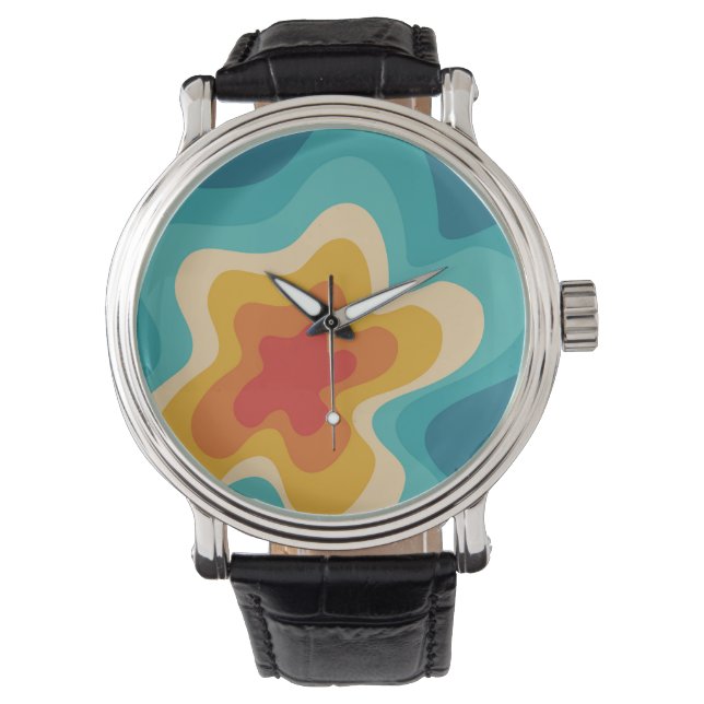 Colourful retro style swirl design  watch (Front)