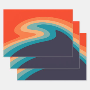 Colourful retro style swirl design wrapping paper sheet