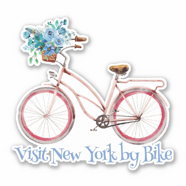 Colourful Retro Style Visit New York by Bike (Front)