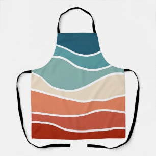 Colourful retro style waves apron