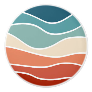 Colourful retro style waves ceramic knob