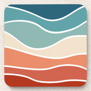 Colourful retro style waves coaster