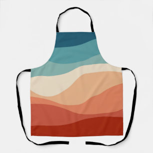 Colourful retro style waves decoration apron