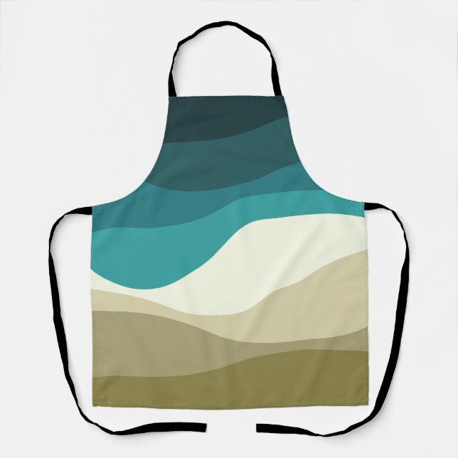 Colourful retro style waves decoration apron (Front)