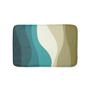 Colourful retro style waves decoration bath mat